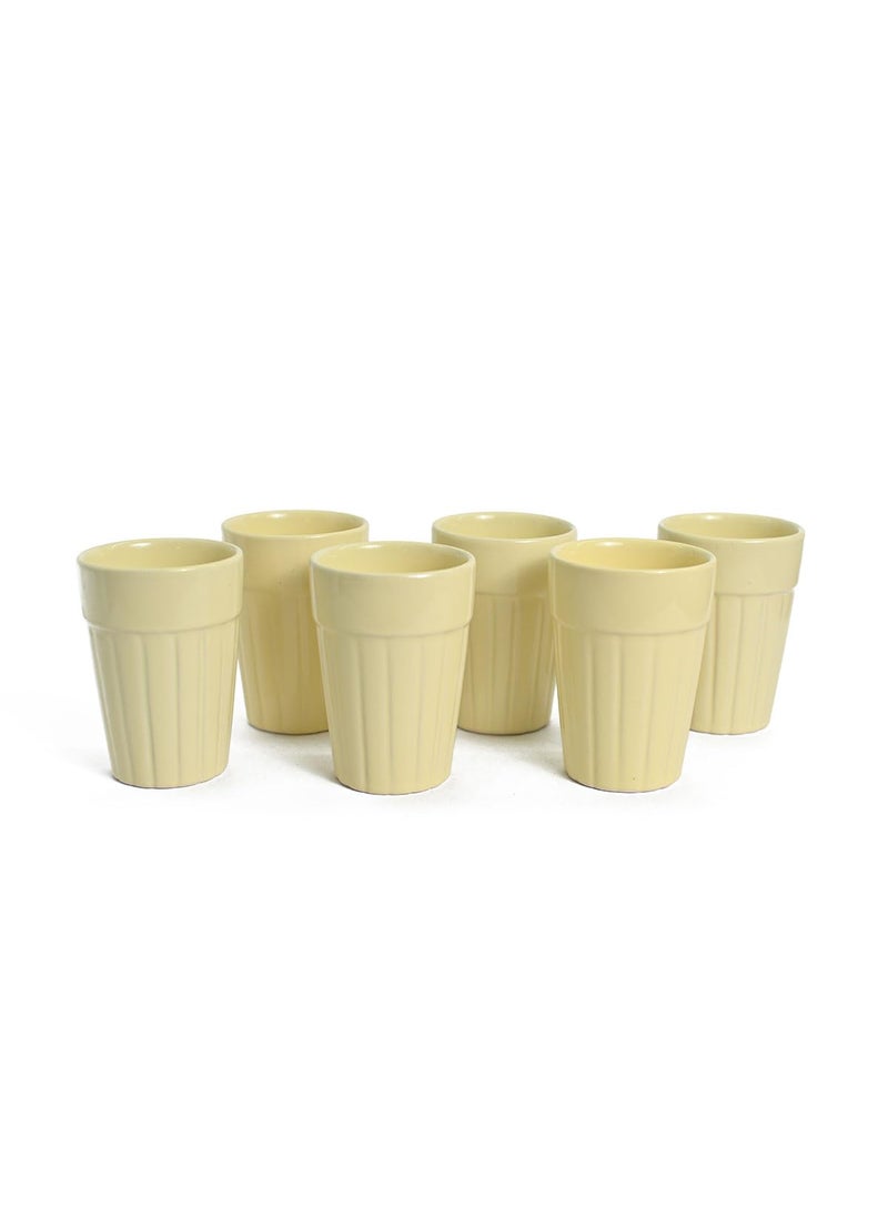 Meraki Mix Yellow Cutting Chai Cup Ceramic Tea Cup Tea Cups Tea Set of 6 110 Ml
