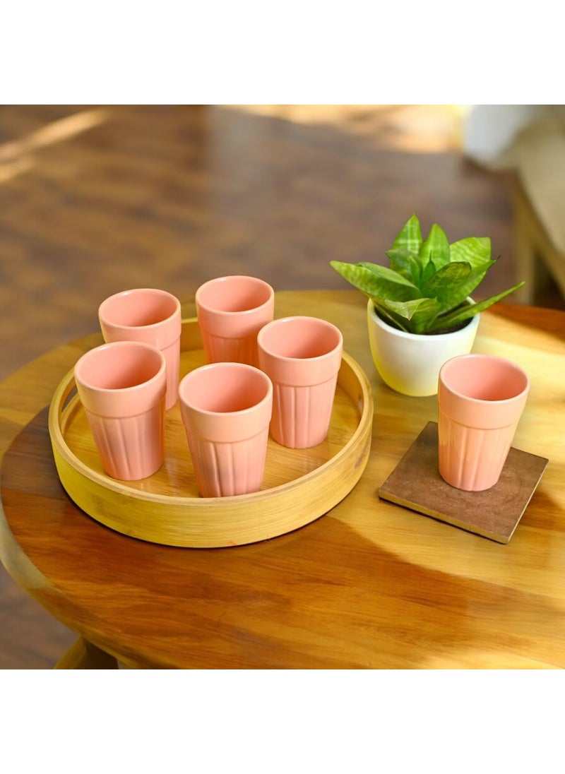 Meraki Mix Pink Cutting Chai Cup Ceramic Tea Cup Tea Cups Tea Set of 6 110 Ml