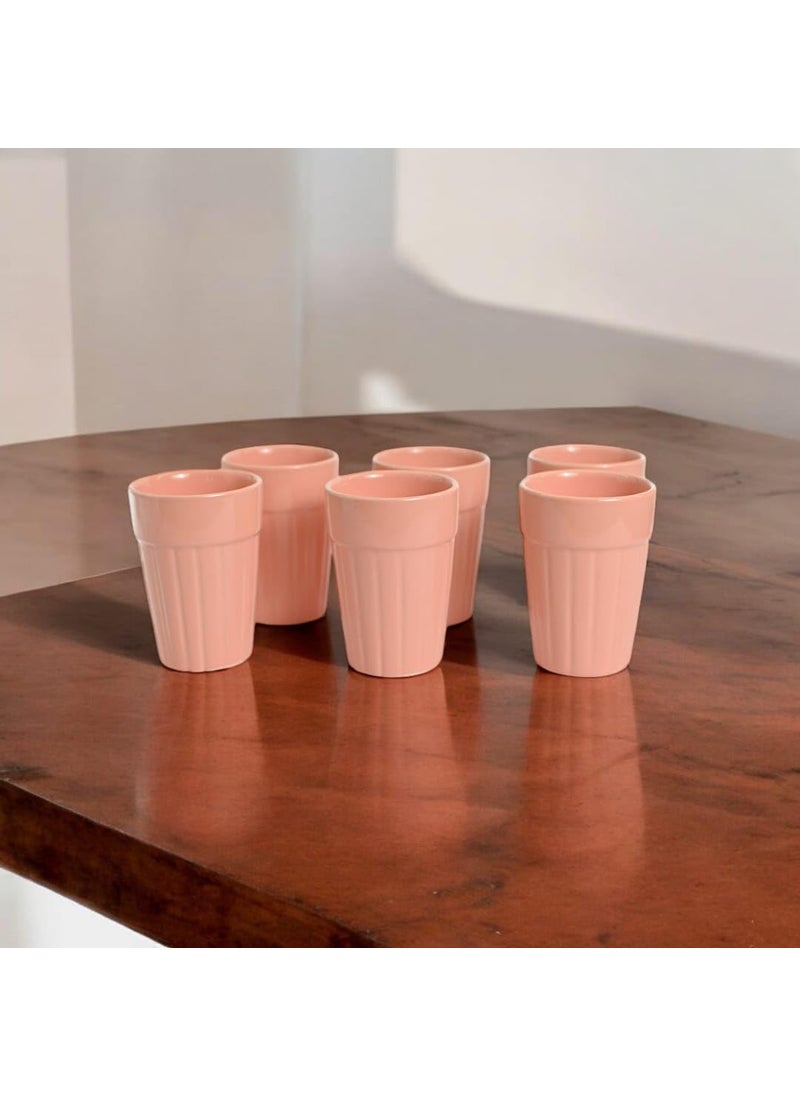 Meraki Mix Pink Cutting Chai Cup Ceramic Tea Cup Tea Cups Tea Set of 6 110 Ml