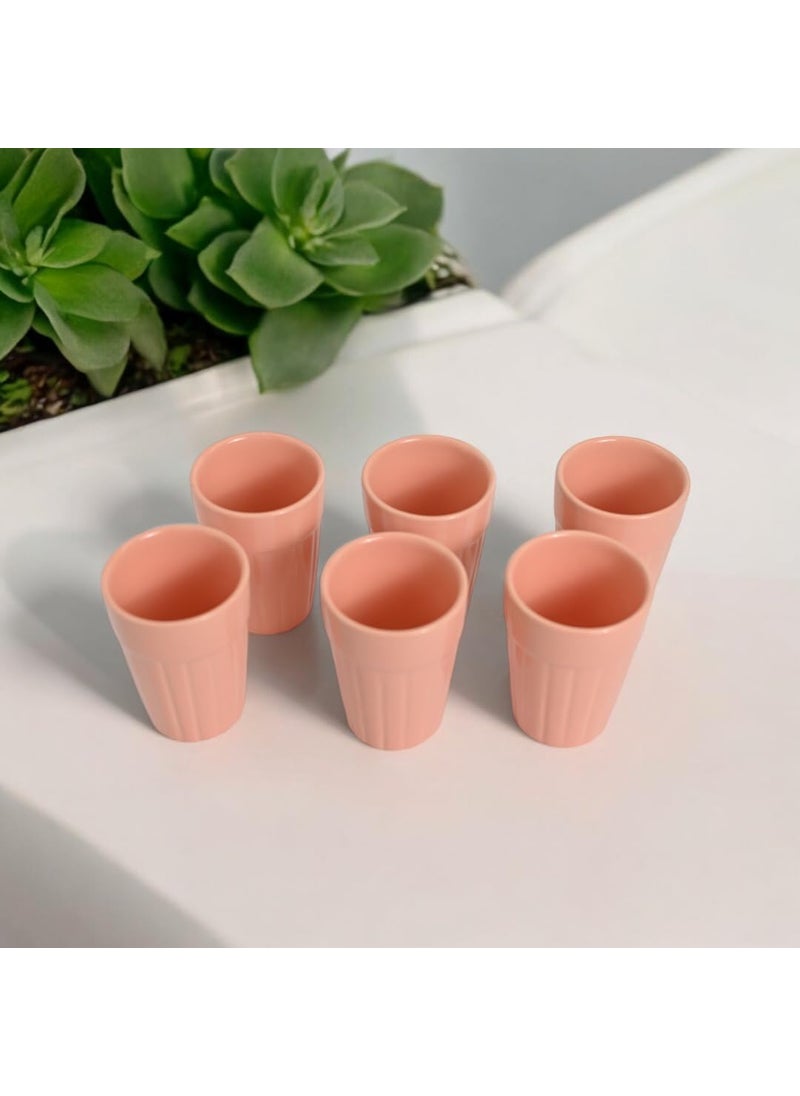Meraki Mix Pink Cutting Chai Cup Ceramic Tea Cup Tea Cups Tea Set of 6 110 Ml