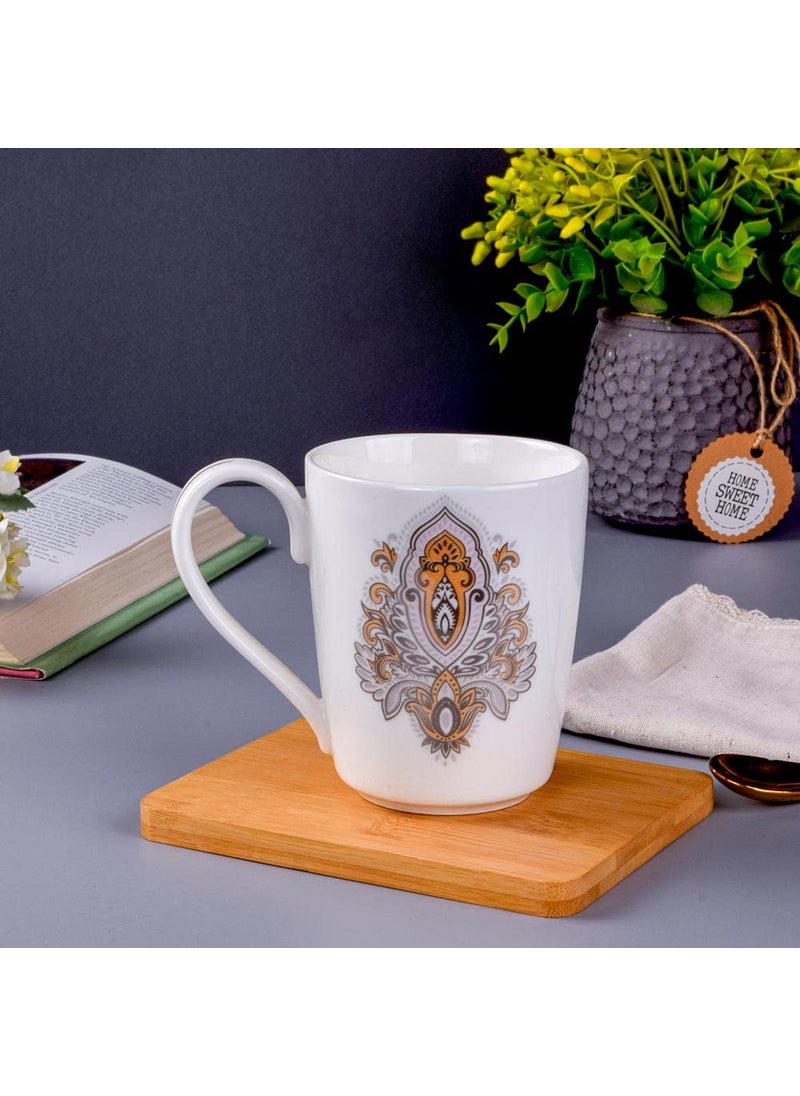 Deco Pride MilkCoffee Mug 100 Bone Ash Free Ceramic with Elegant Design 686G Set of 2 Pcs 320 ml