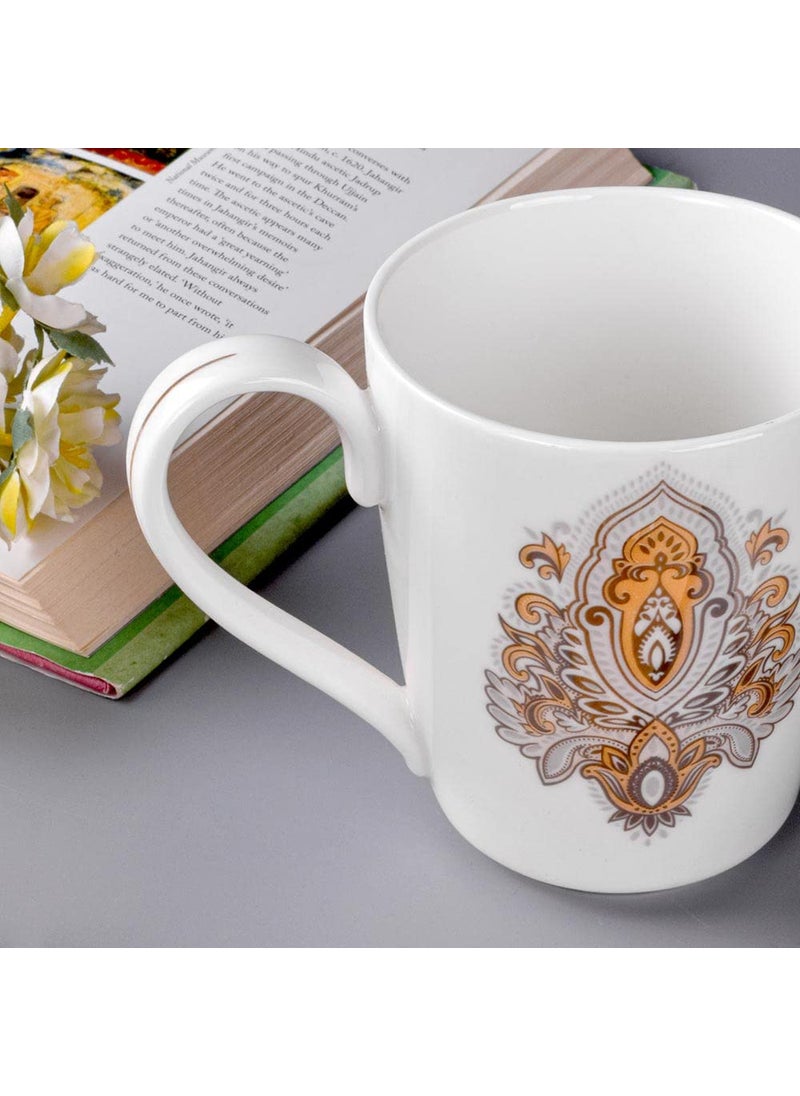Deco Pride MilkCoffee Mug 100 Bone Ash Free Ceramic with Elegant Design 686G Set of 2 Pcs 320 ml