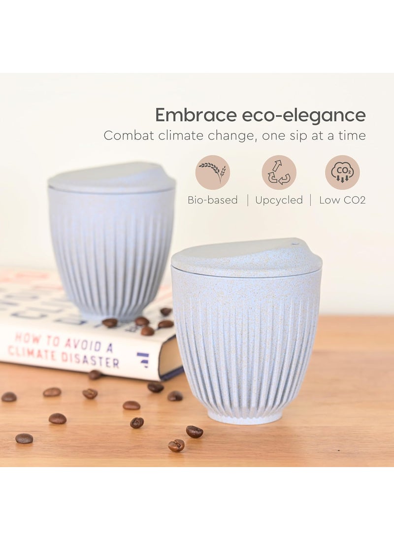 Eha Earth Friendly Retro Coffee Mug with Lid Tea Cup Set of 4 250 ml Made with Rice Husk Microwave Safe Mugs for Gifting Multi Light