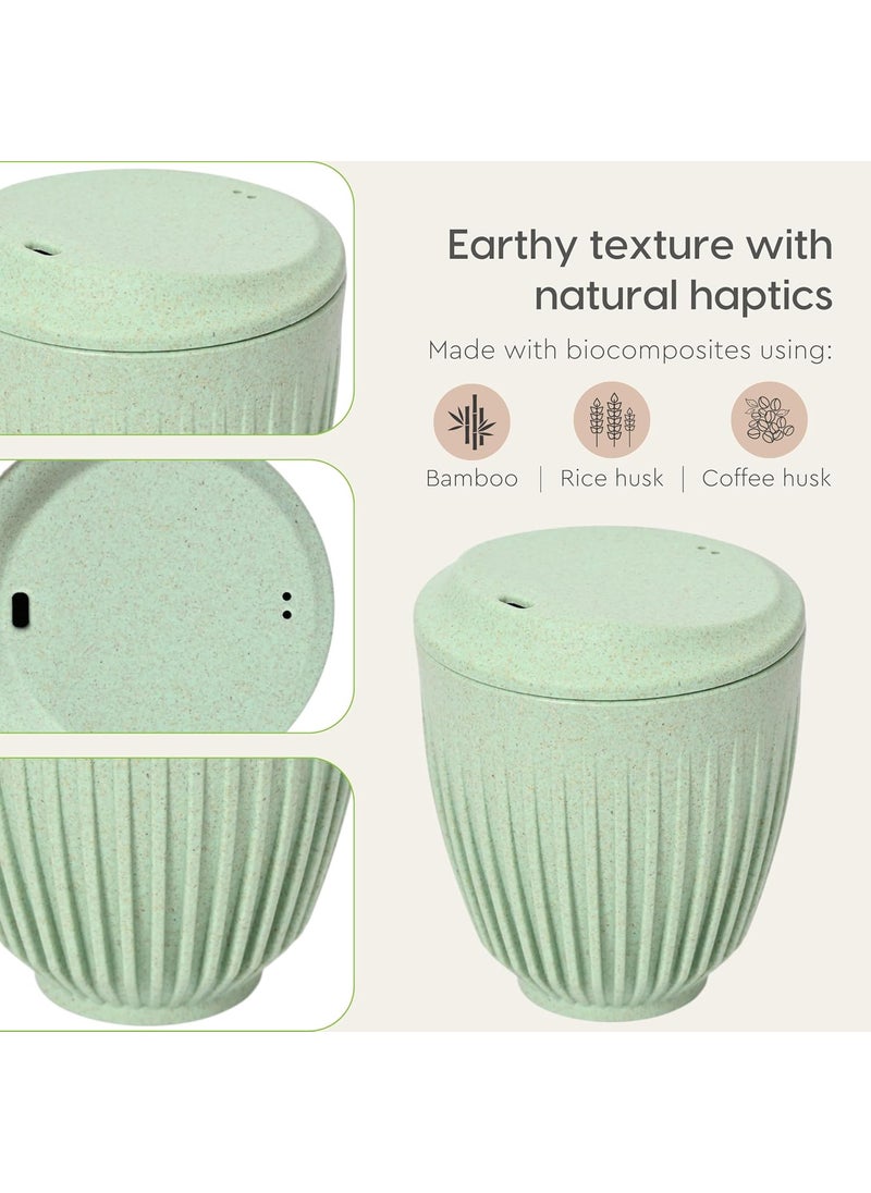 Eha Earth Friendly Retro Coffee Mug with Lid Tea Cup Set of 4 250 ml Made with Rice Husk Microwave Safe Mugs for Gifting Multi Light