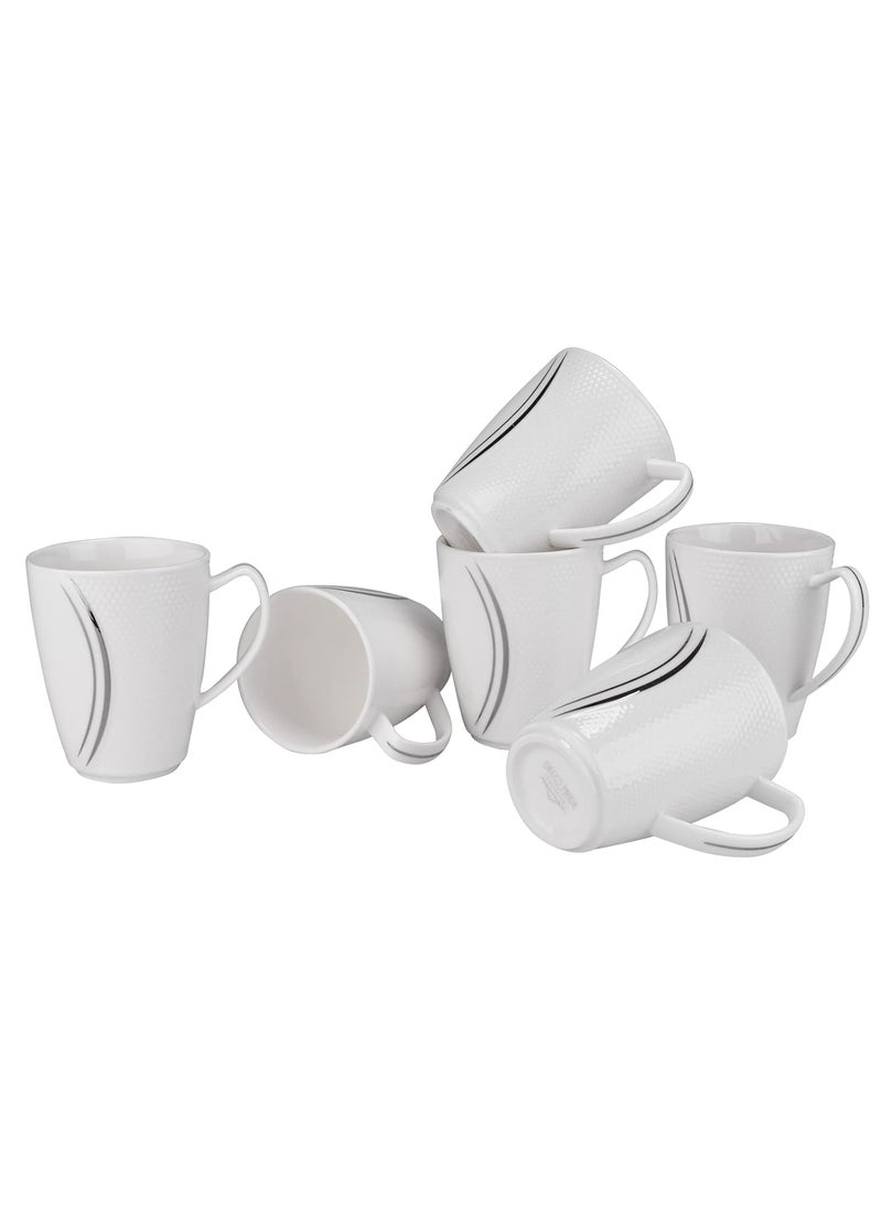 Deco Pride Bone Ash Free Tea Coffee Cup with 24k Real Gold Design Bend Over The Edge 100 Bone Ash Free Ceramic Cups Pack of 6 250 ml Platinum Design
