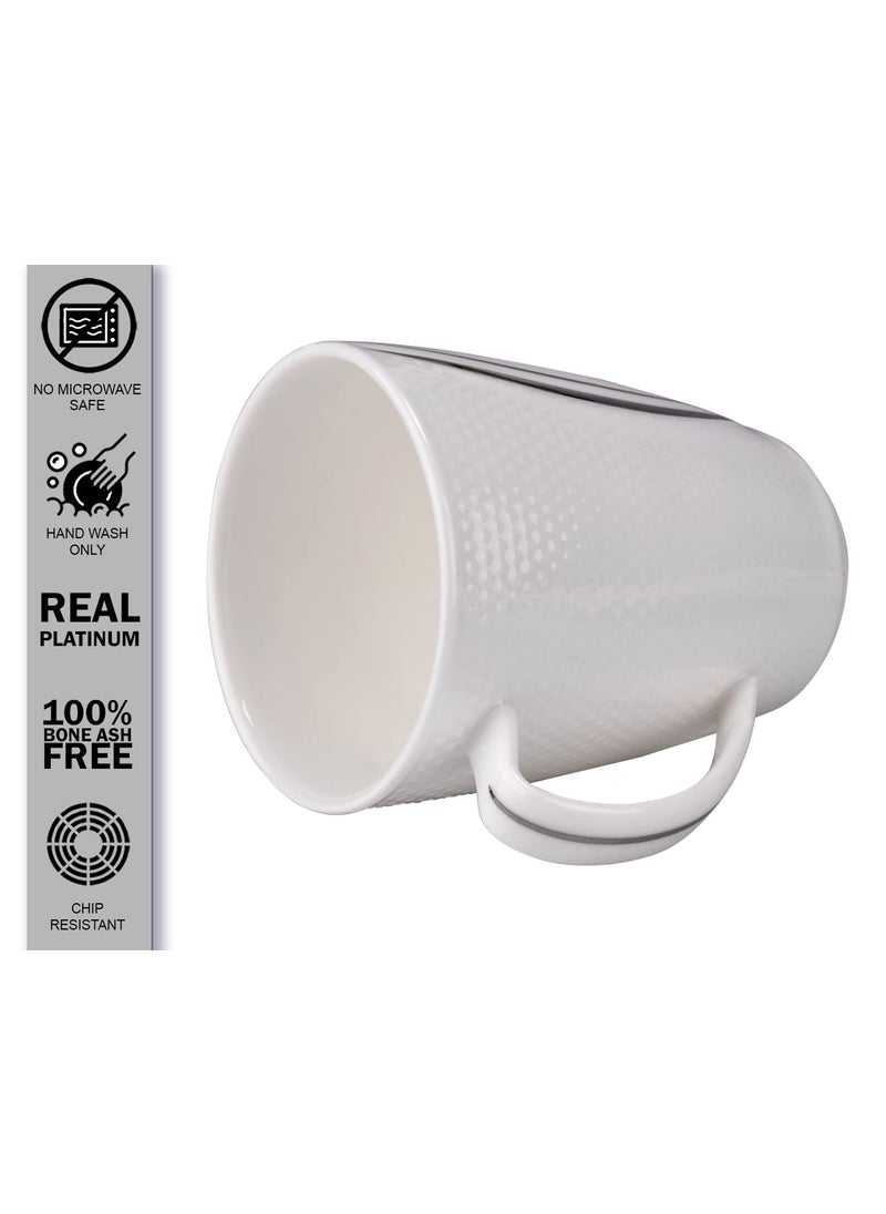 Deco Pride Bone Ash Free Tea Coffee Cup with 24k Real Gold Design Bend Over The Edge 100 Bone Ash Free Ceramic Cups Pack of 6 250 ml Platinum Design