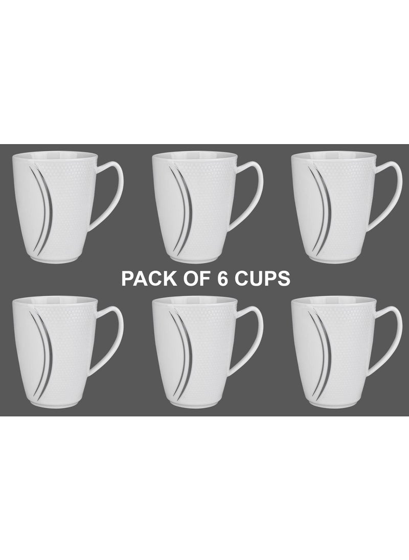 Deco Pride Bone Ash Free Tea Coffee Cup with 24k Real Gold Design Bend Over The Edge 100 Bone Ash Free Ceramic Cups Pack of 6 250 ml Platinum Design