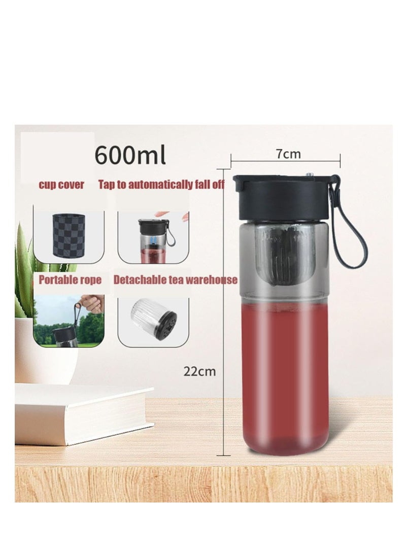 Tea Separation Cup with LED Temperature Display, Tea Strainer Cup, Tea Infuser Bottle, Travel Tea Mug, Black, Magnetic Tea Warehouse, suitable for Outdoor Portable, Family, Car, Travel