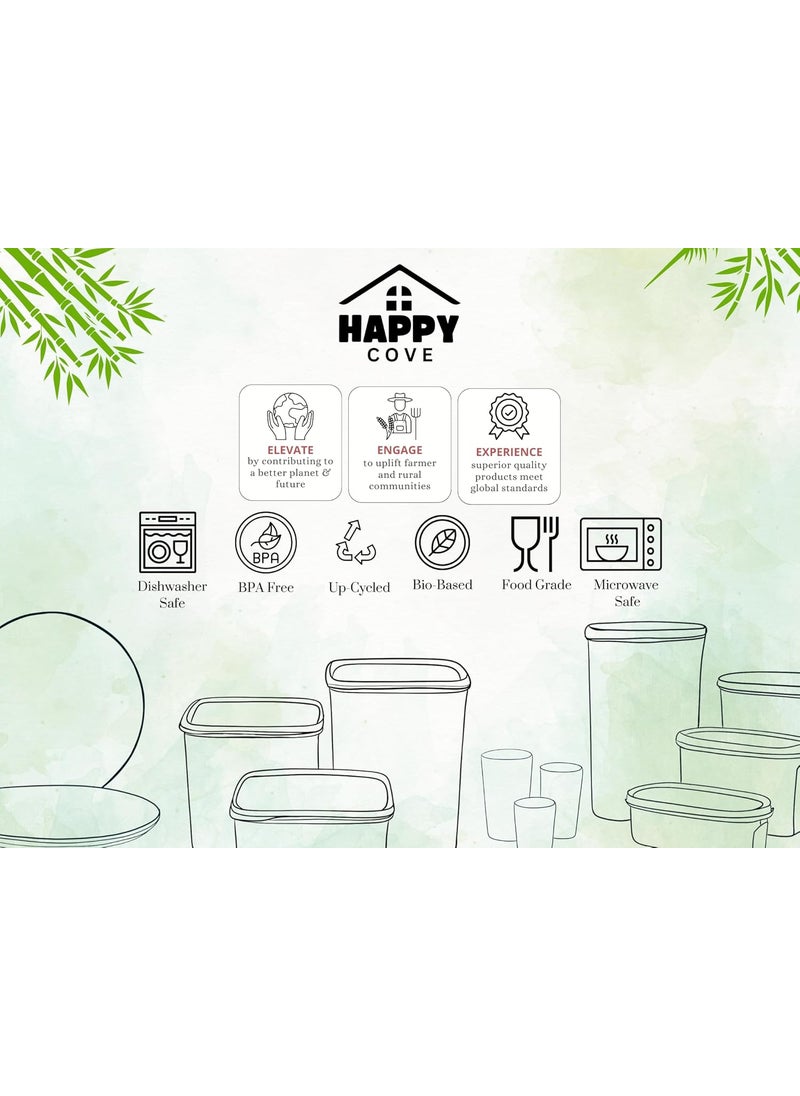 Happy Cove Reusable Husk Eco Friendly Picnic Glasses 250ml Rice Husk and Bamboo Fibre Pack of 6 Durable Perfect for Outdoor Dining and Camping Multicolour