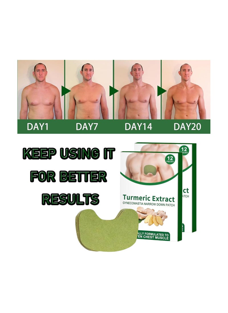 Gynecomastia Compress Patch, Gynecomastia Tightening Ginger Patch, Ginger Cream for Men, Tightening Chest Muscles with Natural Ingredients, Shrinks Men Chest Tightening Ginger Cellulite Patch (2 Set)