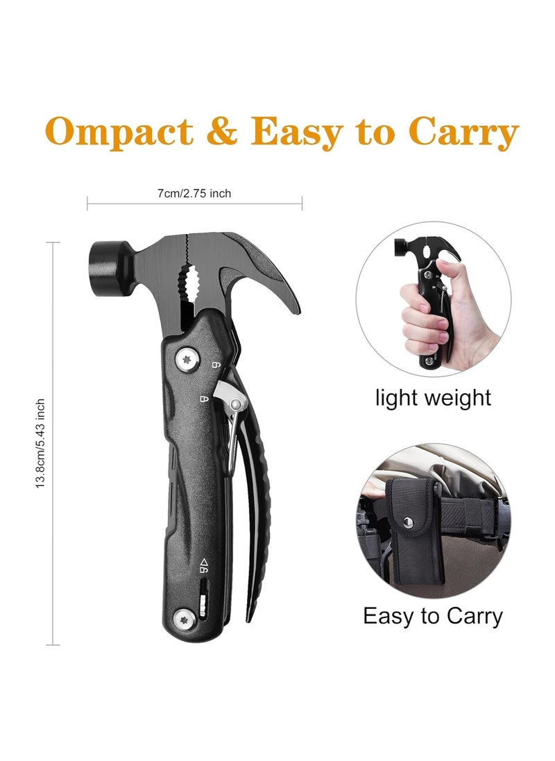 Multitool Hammer for Camping, Survival Gear, Tactical Accessories for Men, Unique Gadgets, Perfect Gifts for Him, Ideal Stocking Stuffers, Military-Grade Camping Tools.