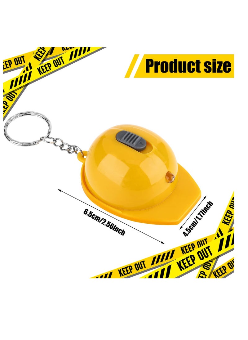 Construction Party Favors Mini Flashlight Construction Key Chains,  Small Safety Hat  Keychain for Kids Construction Themed Birthday Party Gifts Prizes Supplies (15PCS)