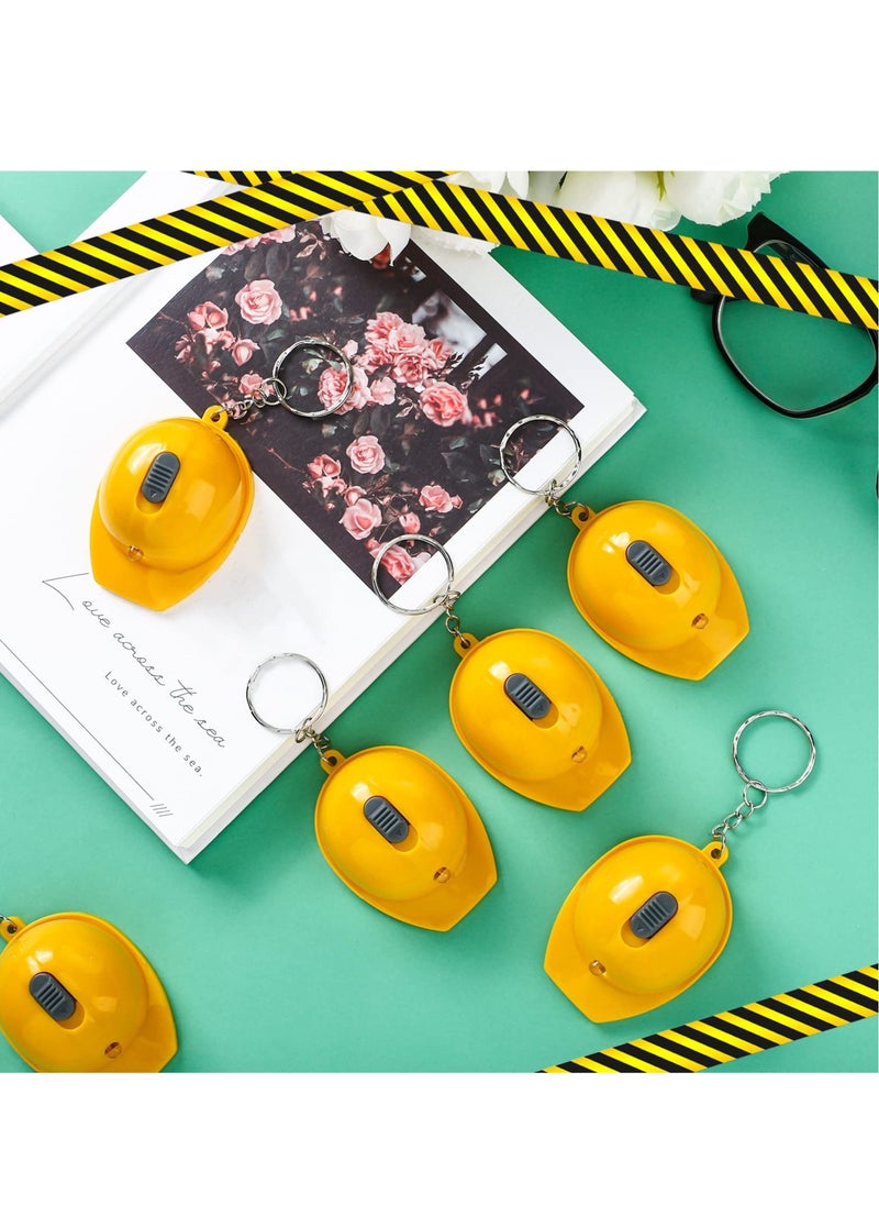 Construction Party Favors Mini Flashlight Construction Key Chains,  Small Safety Hat  Keychain for Kids Construction Themed Birthday Party Gifts Prizes Supplies (15PCS)