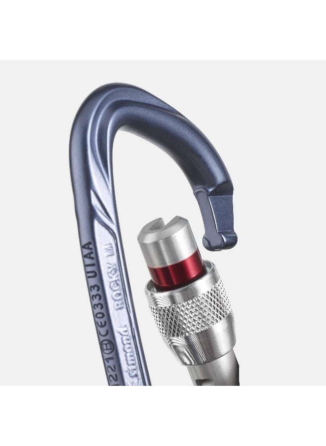 CLIMBING AND MOUNTAINEERING SCREWGATE CARABINER - ROCKY M SECURE PURPLE