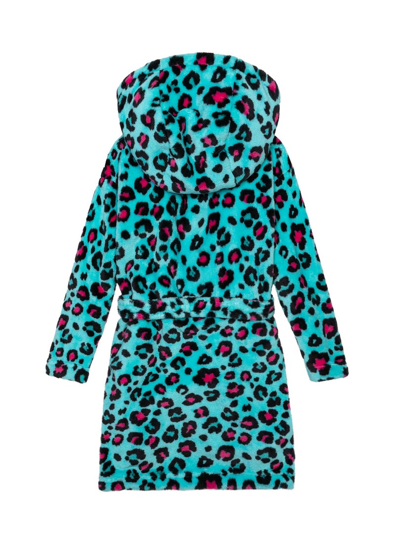 Kids Bright Leopard Print Robe