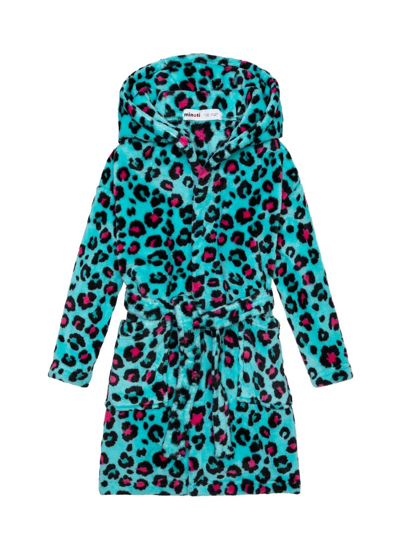 Kids Bright Leopard Print Robe