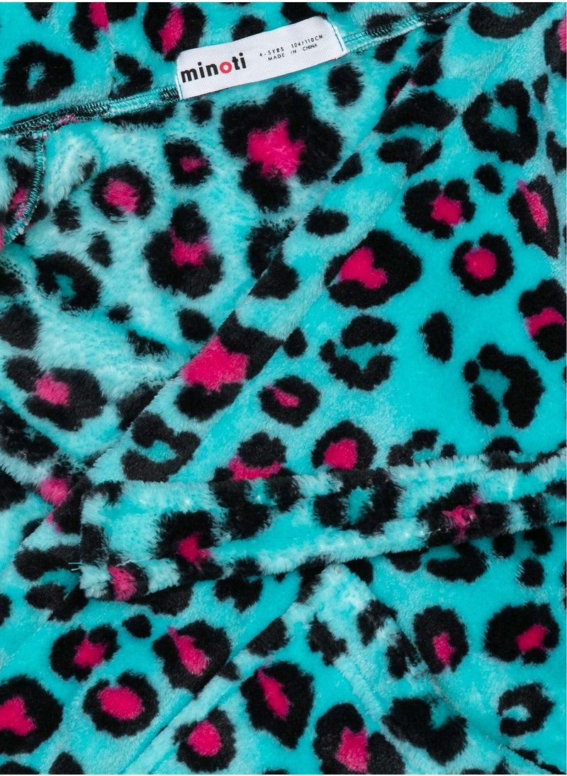 Kids Bright Leopard Print Robe