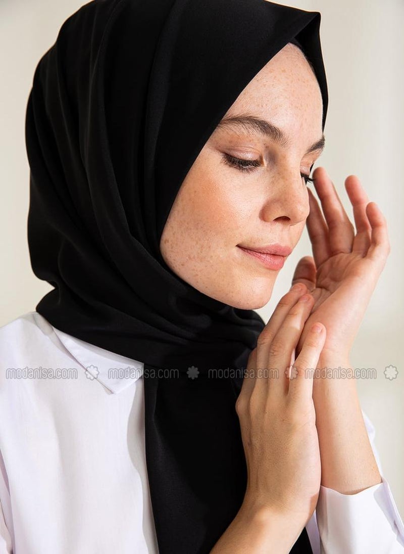 Black - Plain - Shawl - Pure Scarfs