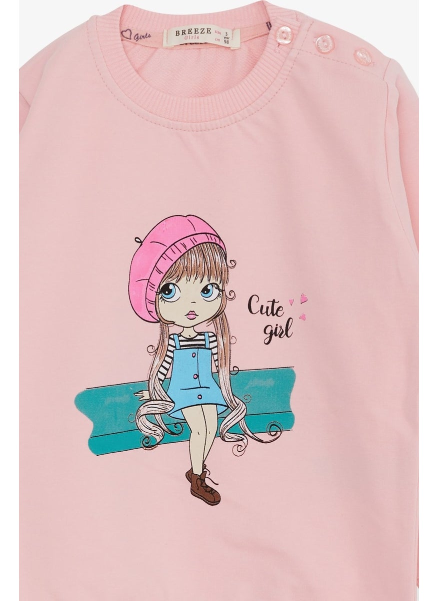 Girl's Sweatshirt Cute Girl Printed Powder (1.5-5 Years)
