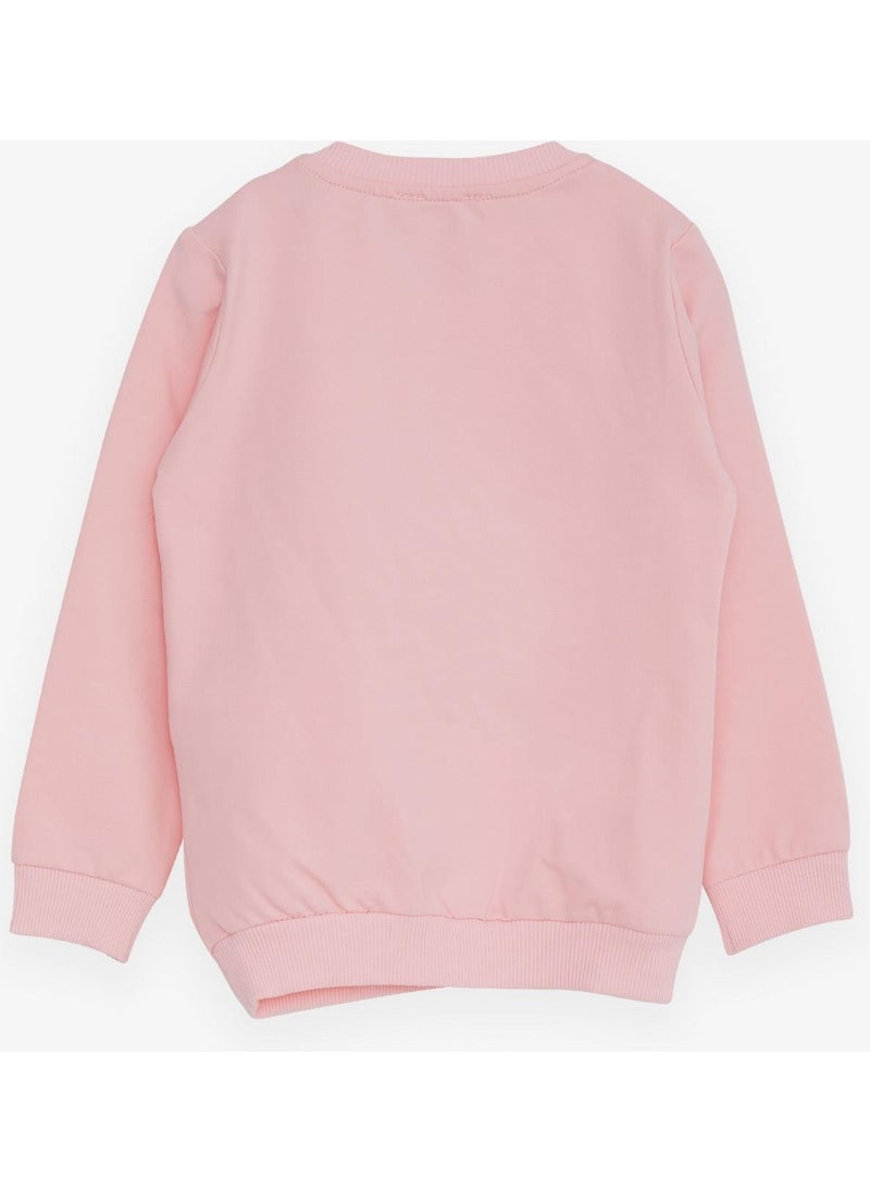 Girl's Sweatshirt with Teddy Bear Accessory, Age 1.5-5, Pink