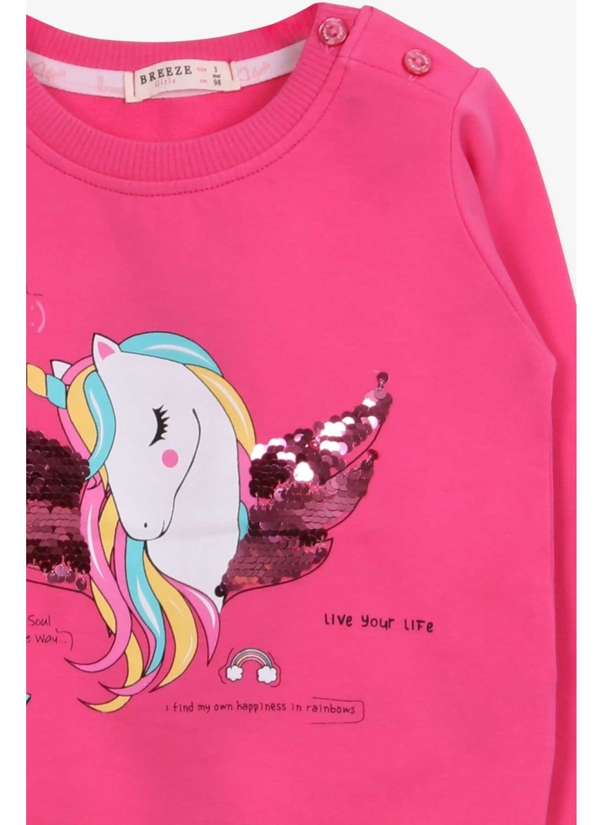 Girl's Sweatshirt Unicorn Printed Pink (Age 2-6)