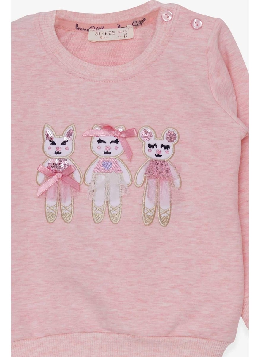 Girl's Sweatshirt Cute Animals Printed 1.5-5 Years, Salmon Melange
