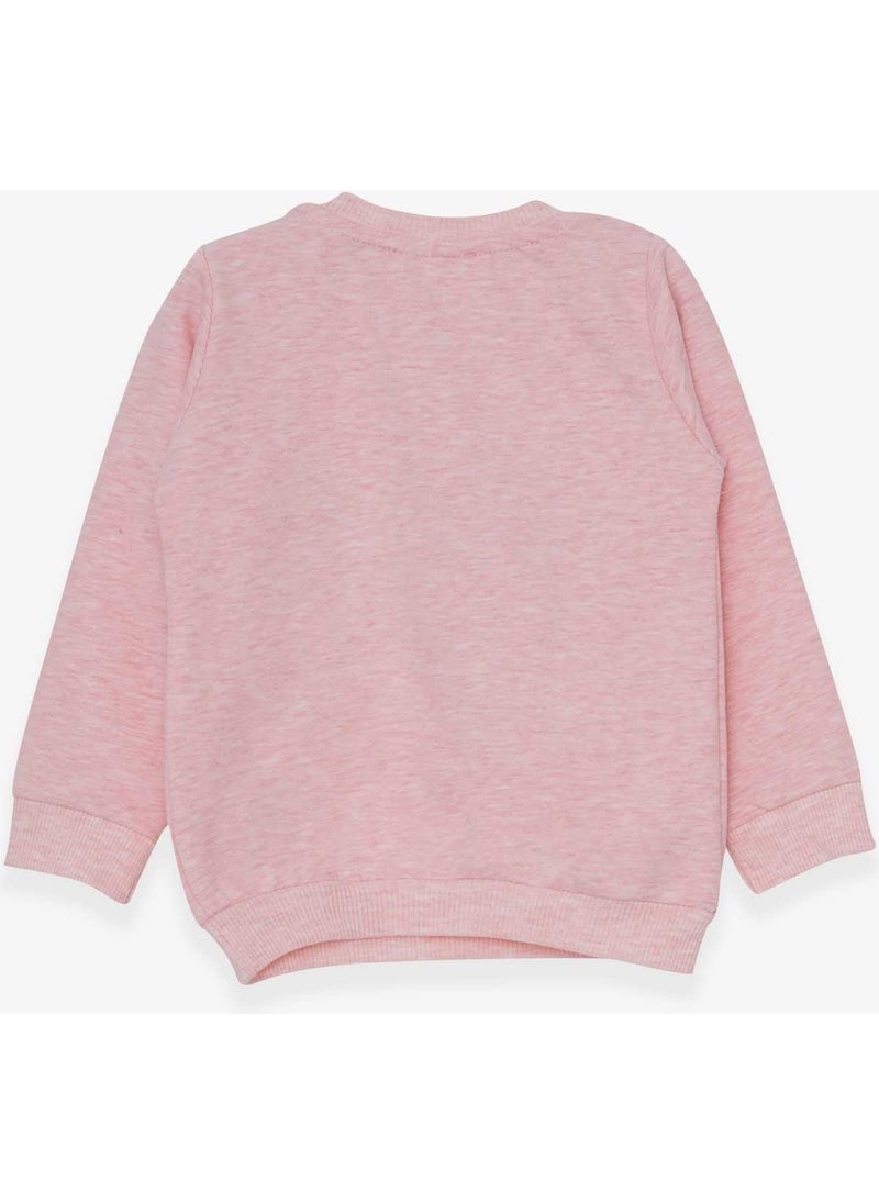 Girl's Sweatshirt Cute Animals Printed 1.5-5 Years, Salmon Melange