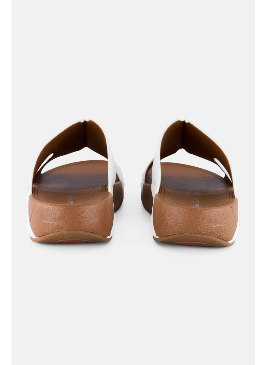 Men Slip On Arabic Sandals,White