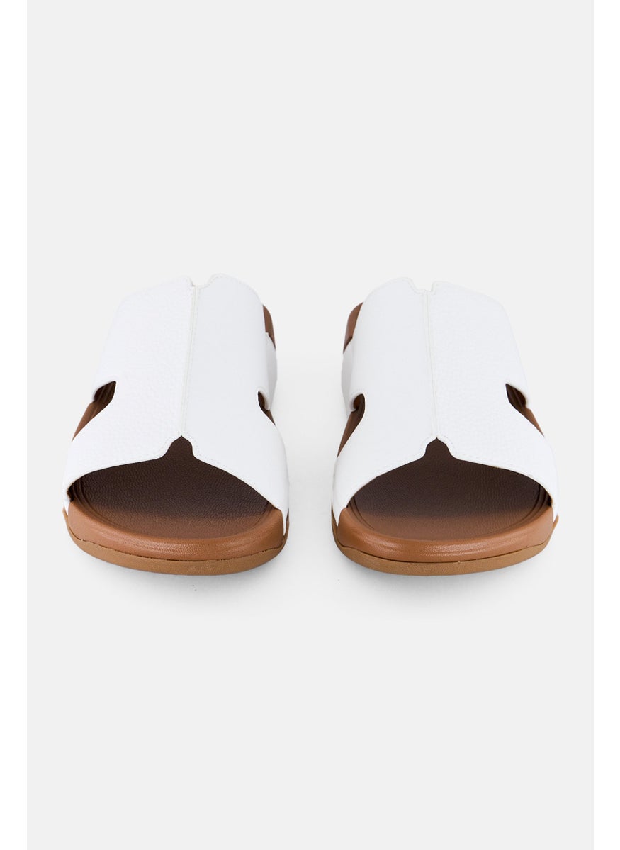 Men Slip On Arabic Sandals,White