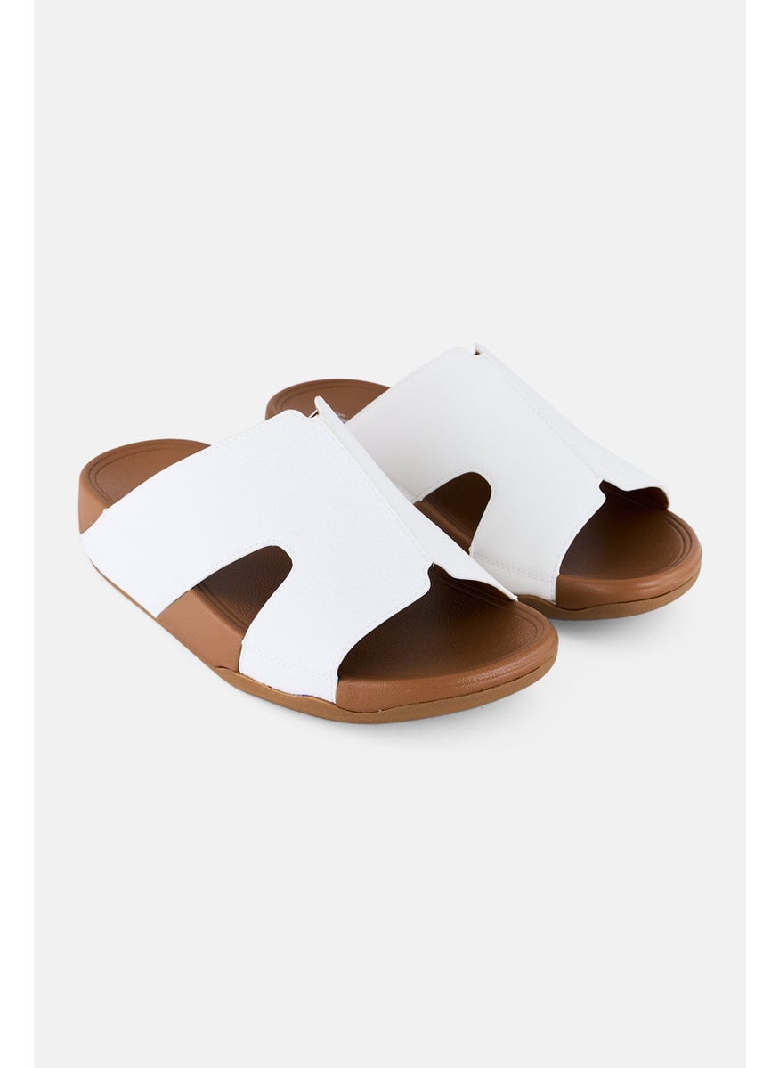 Men Slip On Arabic Sandals,White
