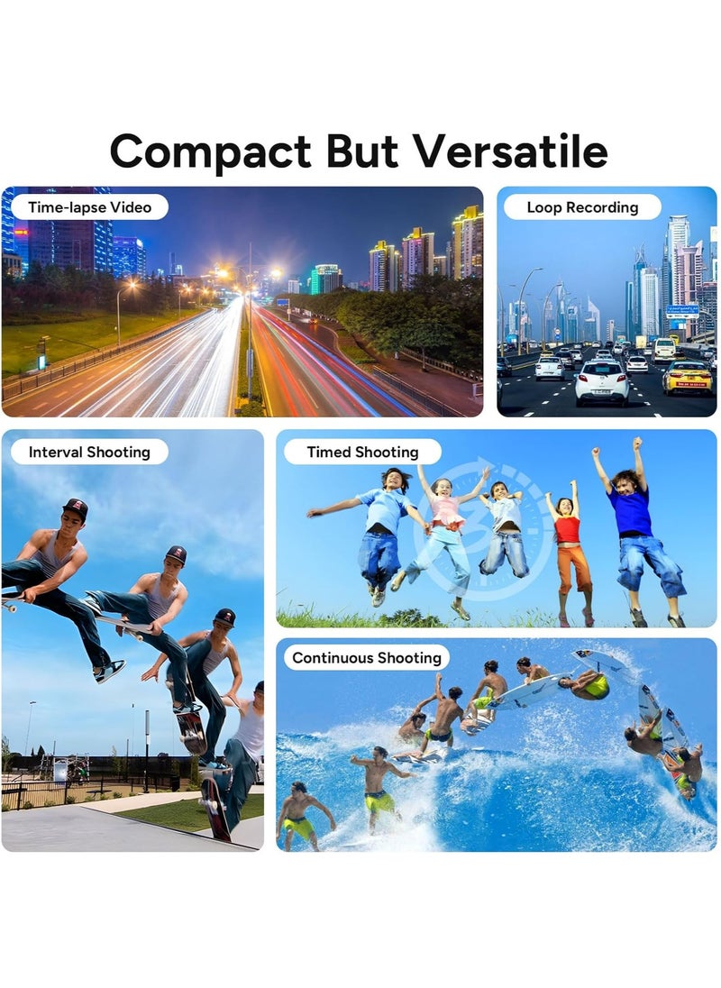 Upgraded SJ4000 Action Camera Dual Screen 4K30FPS Ultra HD Underwater Camera Waterproof 170° Wide-Angle Motorcycle Helmet Camera with Stabilization, 2 Batteries and Accessories, 64G Card