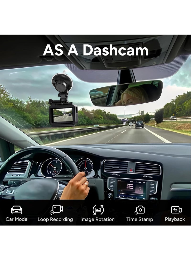 Upgraded SJ4000 Action Camera Dual Screen 4K30FPS Ultra HD Underwater Camera Waterproof 170° Wide-Angle Motorcycle Helmet Camera with Stabilization, 2 Batteries and Accessories, 64G Card