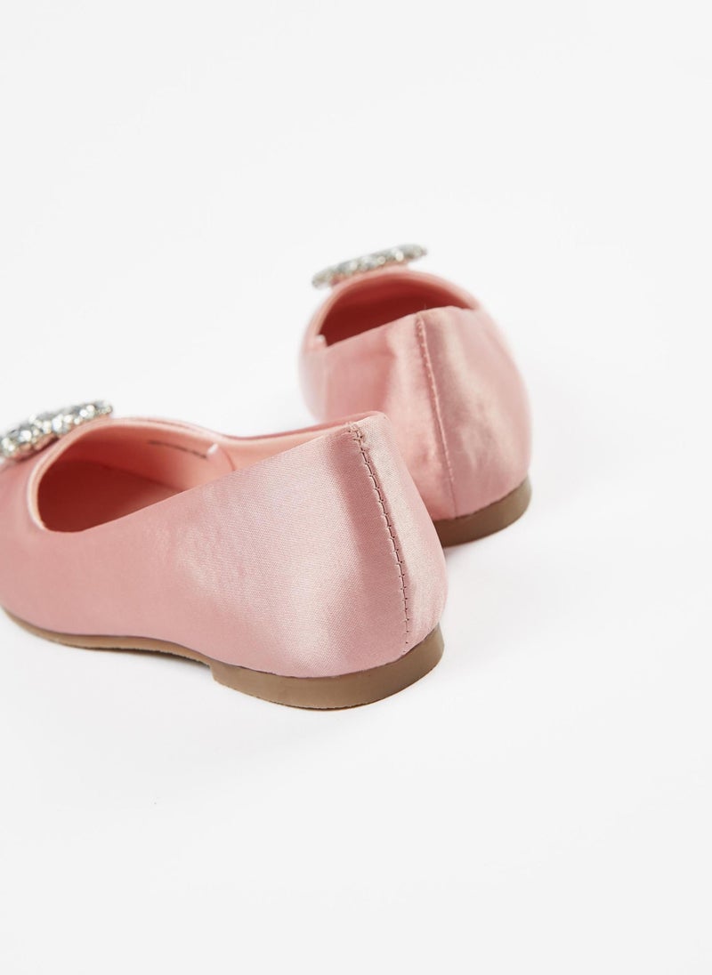 Zippy Satin Ballet Pumps With Rhine Stones For Girls