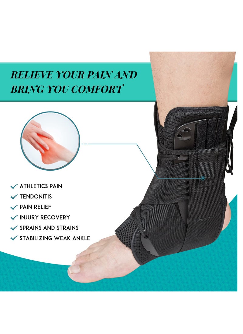 Ankle Brace for Women  Men, Ankle Wrap Support for Ankle Injury Recovery, Perfect Fit of Ankle Stabilizer Brace for Sprains, Lace Up Ankle Braces with Stabilizers, Prevent Re-Injury (M)