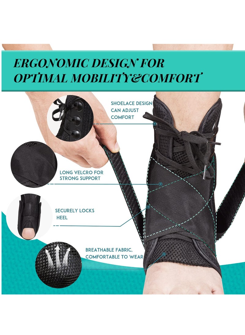 Ankle Brace for Women  Men, Ankle Wrap Support for Ankle Injury Recovery, Perfect Fit of Ankle Stabilizer Brace for Sprains, Lace Up Ankle Braces with Stabilizers, Prevent Re-Injury (M)