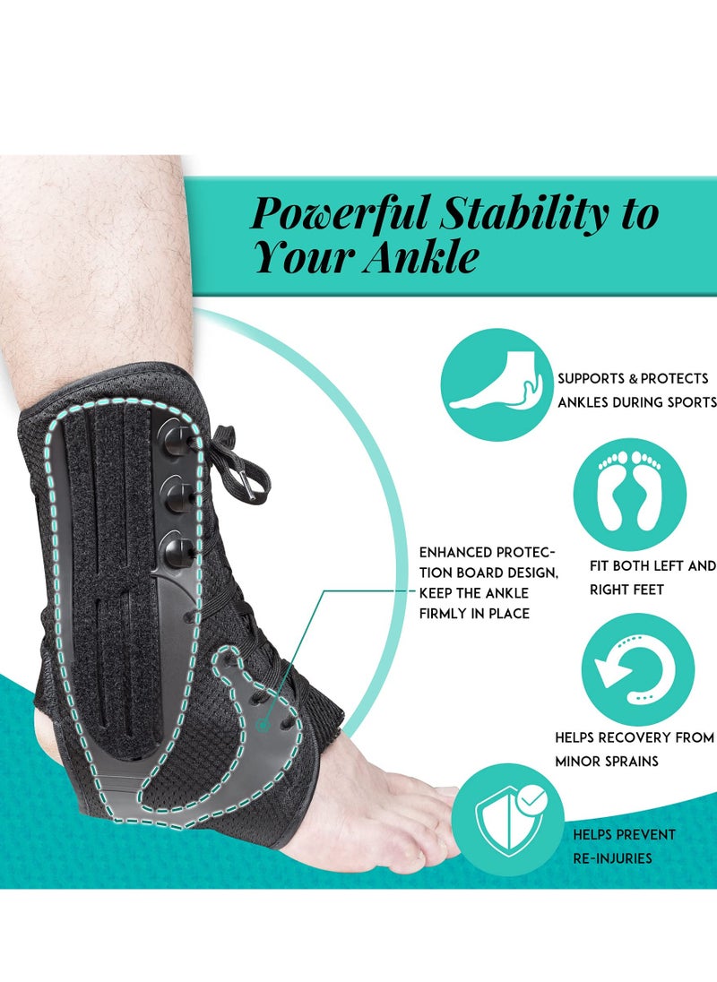 Ankle Brace for Women  Men, Ankle Wrap Support for Ankle Injury Recovery, Perfect Fit of Ankle Stabilizer Brace for Sprains, Lace Up Ankle Braces with Stabilizers, Prevent Re-Injury (M)