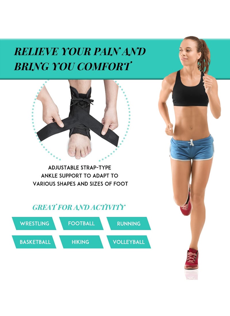 Ankle Brace for Women  Men, Ankle Wrap Support for Ankle Injury Recovery, Perfect Fit of Ankle Stabilizer Brace for Sprains, Lace Up Ankle Braces with Stabilizers, Prevent Re-Injury (M)