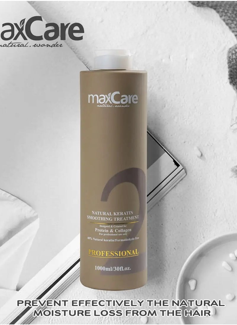 Maxcare Natural Keratin Smoothing Treatment Step 2 – 1000ml Professional Anti-Frizz Hair Solution