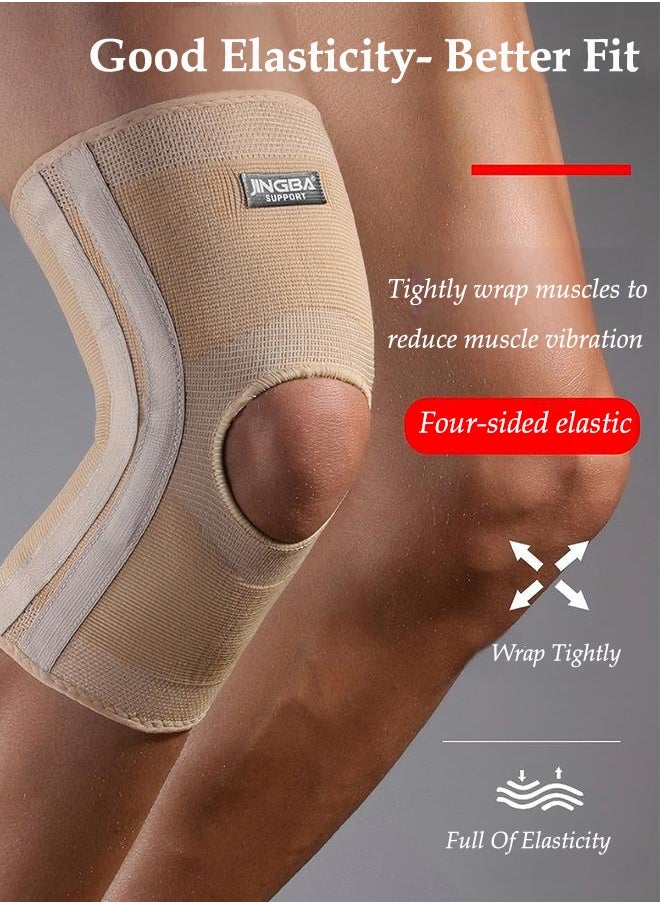 JINGBA Sports Knee Pads Outdoor Spring Support Protective Gear Mountaineering Basketball Football Running Fitness Suitable For Men And Women, Compression Knee Pads Support Pain Relief, Quick Recovery, Meniscus Tear, ACL, MCL, Arthritis, Running, Sports Protection