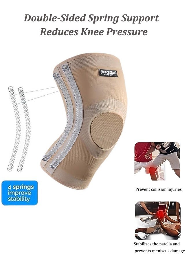 JINGBA Sports Knee Pads Outdoor Spring Support Protective Gear Mountaineering Basketball Football Running Fitness Suitable For Men And Women, Compression Knee Pads Support Pain Relief, Quick Recovery, Meniscus Tear, ACL, MCL, Arthritis, Running, Sports Protection