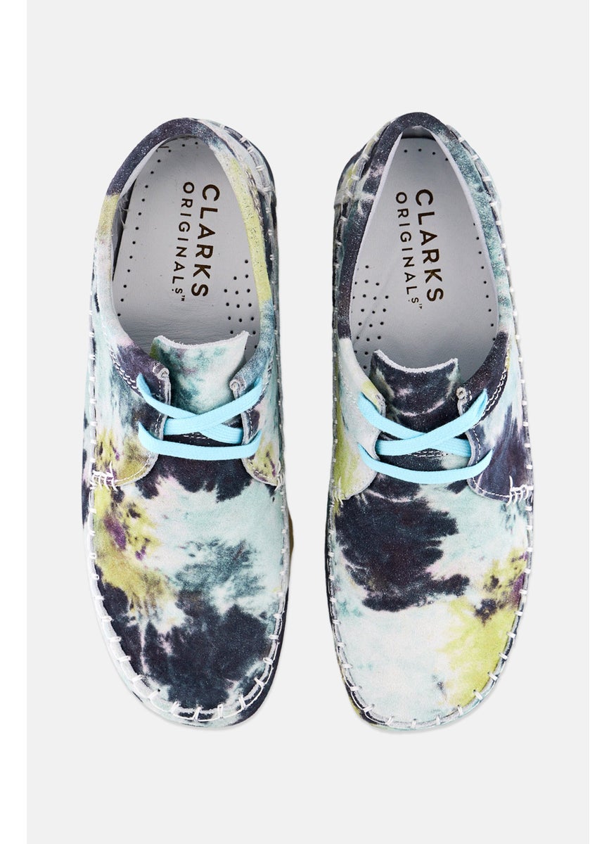 Men Standard Weaver Tie Dye Lace Up Shoes, Mint Green/Grey Combo
