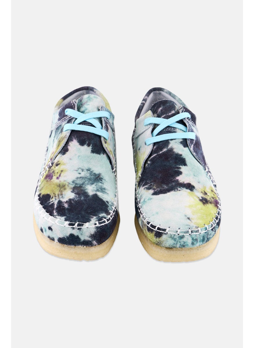 Men Standard Weaver Tie Dye Lace Up Shoes, Mint Green/Grey Combo