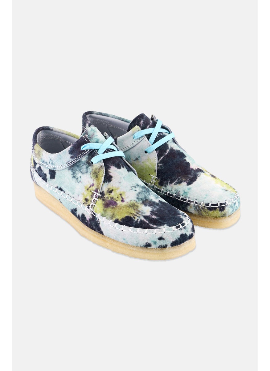 Men Standard Weaver Tie Dye Lace Up Shoes, Mint Green/Grey Combo