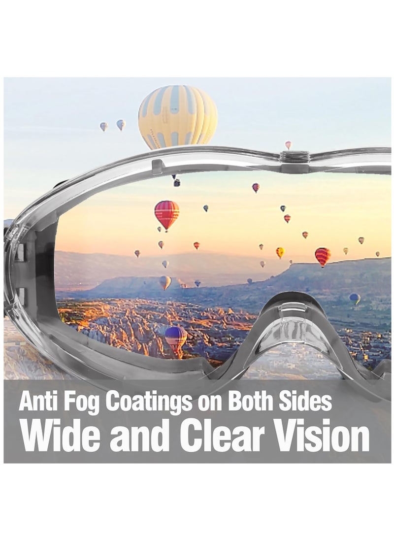 Safety Goggles for Men and Women, Anti-Fog and Scratch-Resistant Clear Lenses, Industrial-Grade Safety Glasses for Labs, Home, Work, and Woodworking, Fits Over Prescription Glasses.
