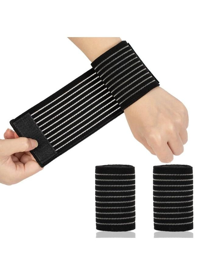 2 Packs Wrist Brace Adjustable Compression Wrist Support Bands Strap, Elastic & Breathable Wrist Support Wraps Bandage for Men Women Sports,(Black)