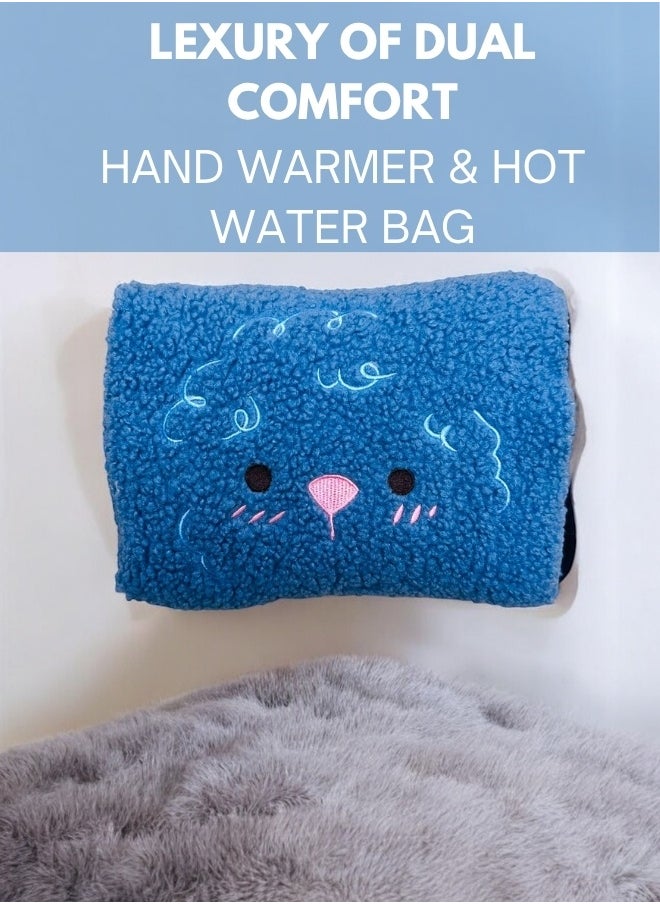 Breeze & Ripplez™ Dual comfort electric rechargeable heating water bag soft fleece cover for pain relief advanced leak proof technology fast heating large size blue