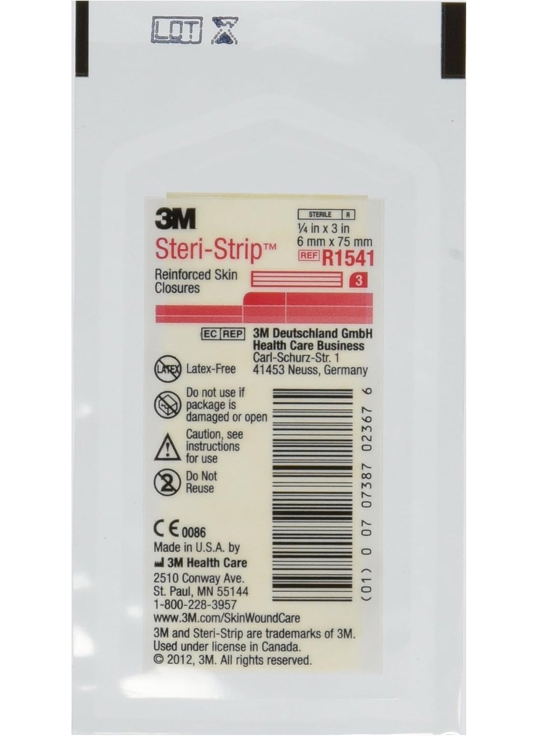3M Steri Strip Skin Closures 1/4'' X 3'' - 10 Packages of 3