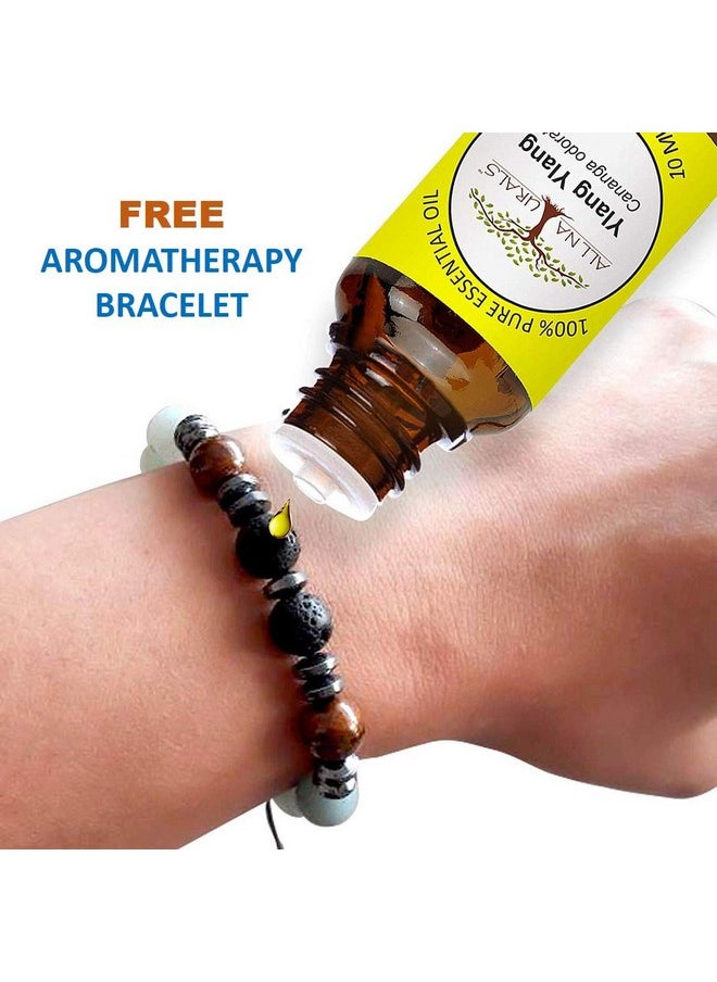 Aromatherapy Bracelet Combo Unique Diwali Gift Set Of 6 Essential Oils (Sweet Orange, Lavender Himachal, Lemon, Peppermint, Ylang Ylang & Frankincense) 100% Pure & Undiluted - 15 Ml Each (Combo 3)