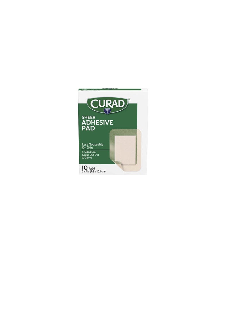 CURAD Sheer Adhesive Bandages, 4-Sided Seal, Absorbent Pad, 3