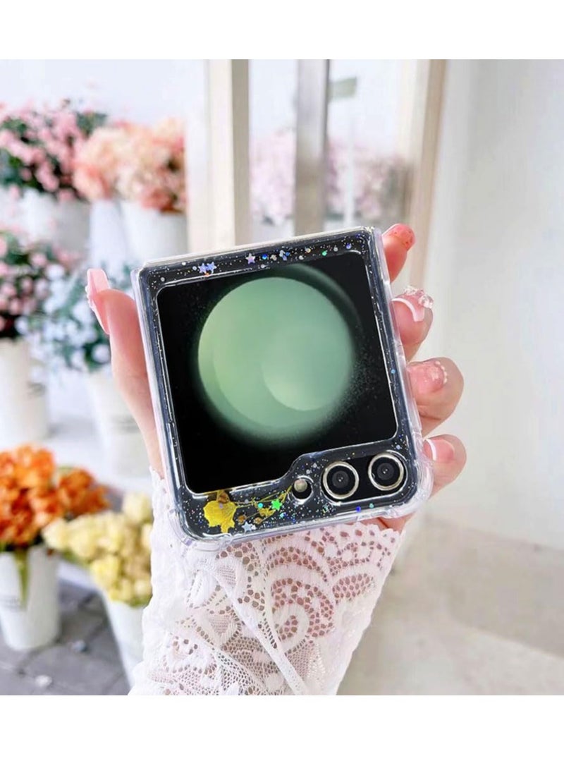 EXCEFORE Compatible with Samsung Galaxy Z Flip 5 5G Case, Daisy Flower Clear with Design, ransparent Dried Real Pressed Flower Aesthetic Case, Cute Case for Galaxy Z Flip 5 Soft Silicone